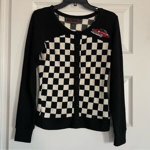 Voodoo Vixen Hot Rod Black and White Checkered Cardigan